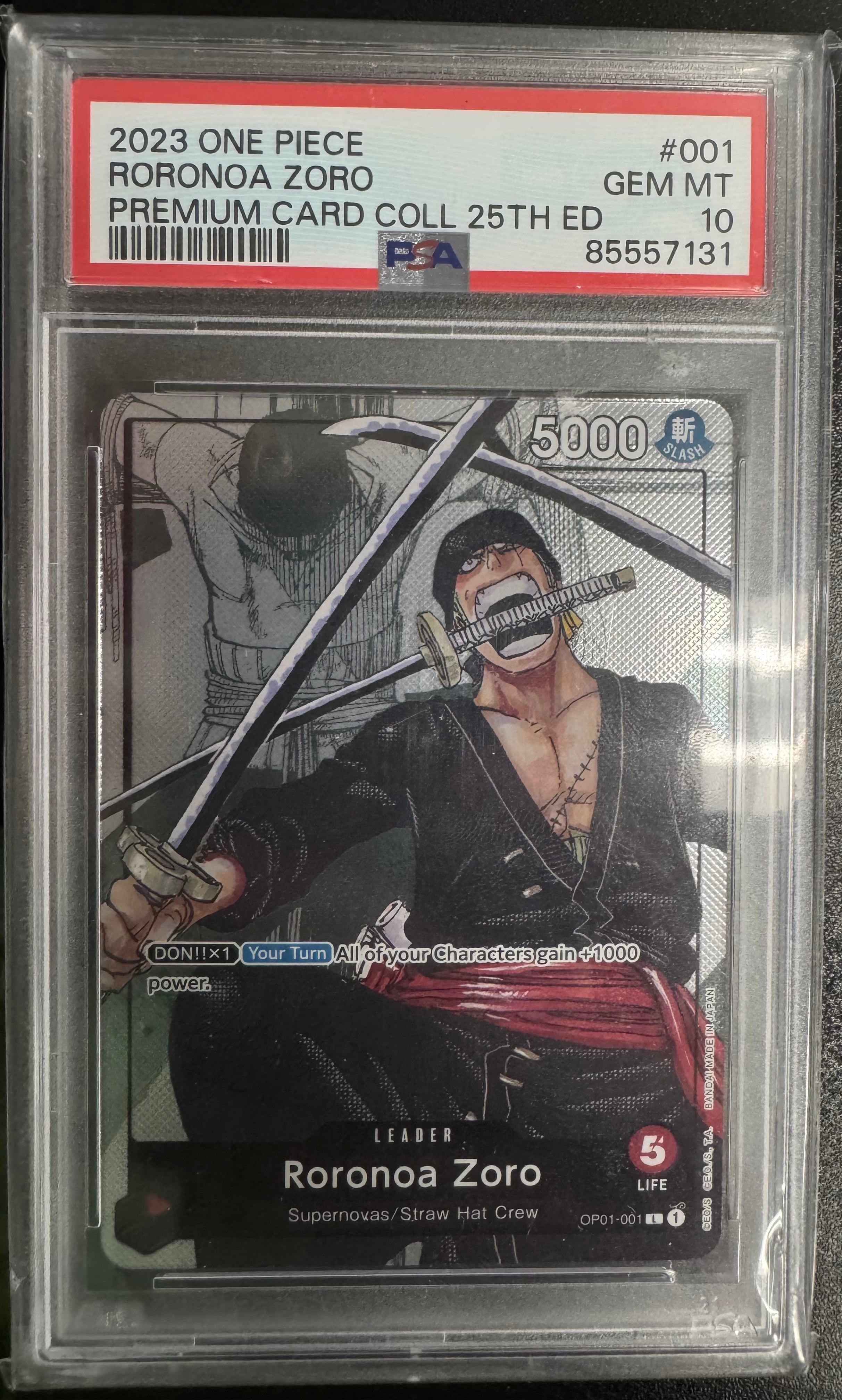 RORONOA ZORO 2023 ONE PIECE PREMIUM BANDAI PREMIUM CARD COLLECTION 25TH EDITION PSA GEM MT 10