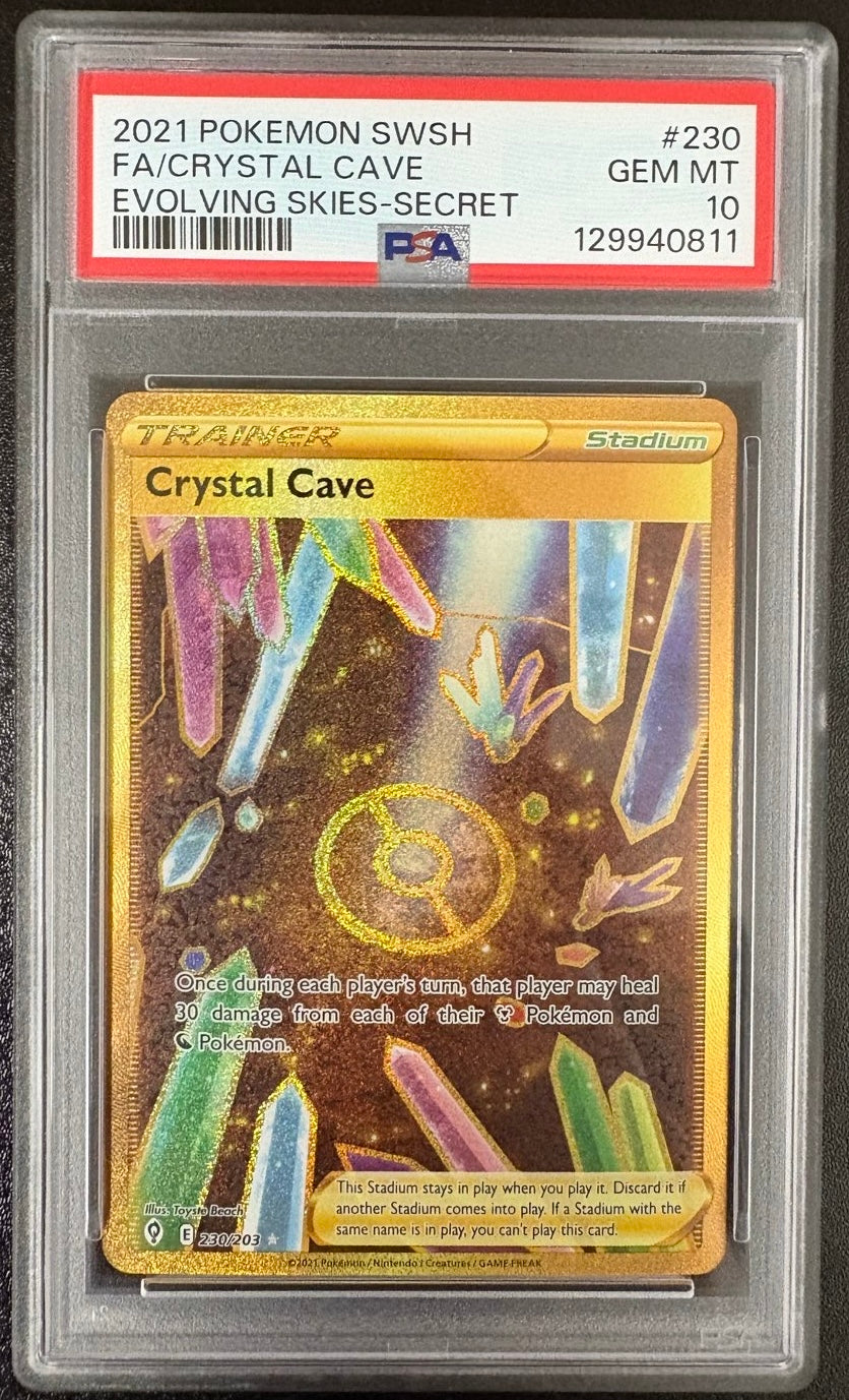 FA/CRYSTAL CAVE EVOLVING SKIES-SECRET 2021 POKEMON SWORD & SHIELD EVOLVING SKIES PSA GEM MT 10