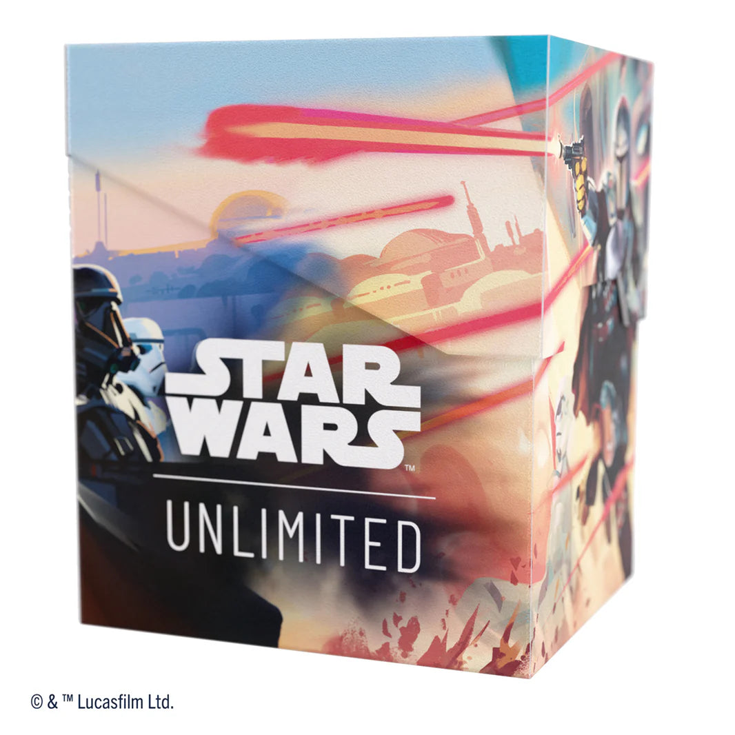 Gamegenic Deck Box featuring Star Wars Unlimited design with Mandalorian and Moff Gideon artwork.