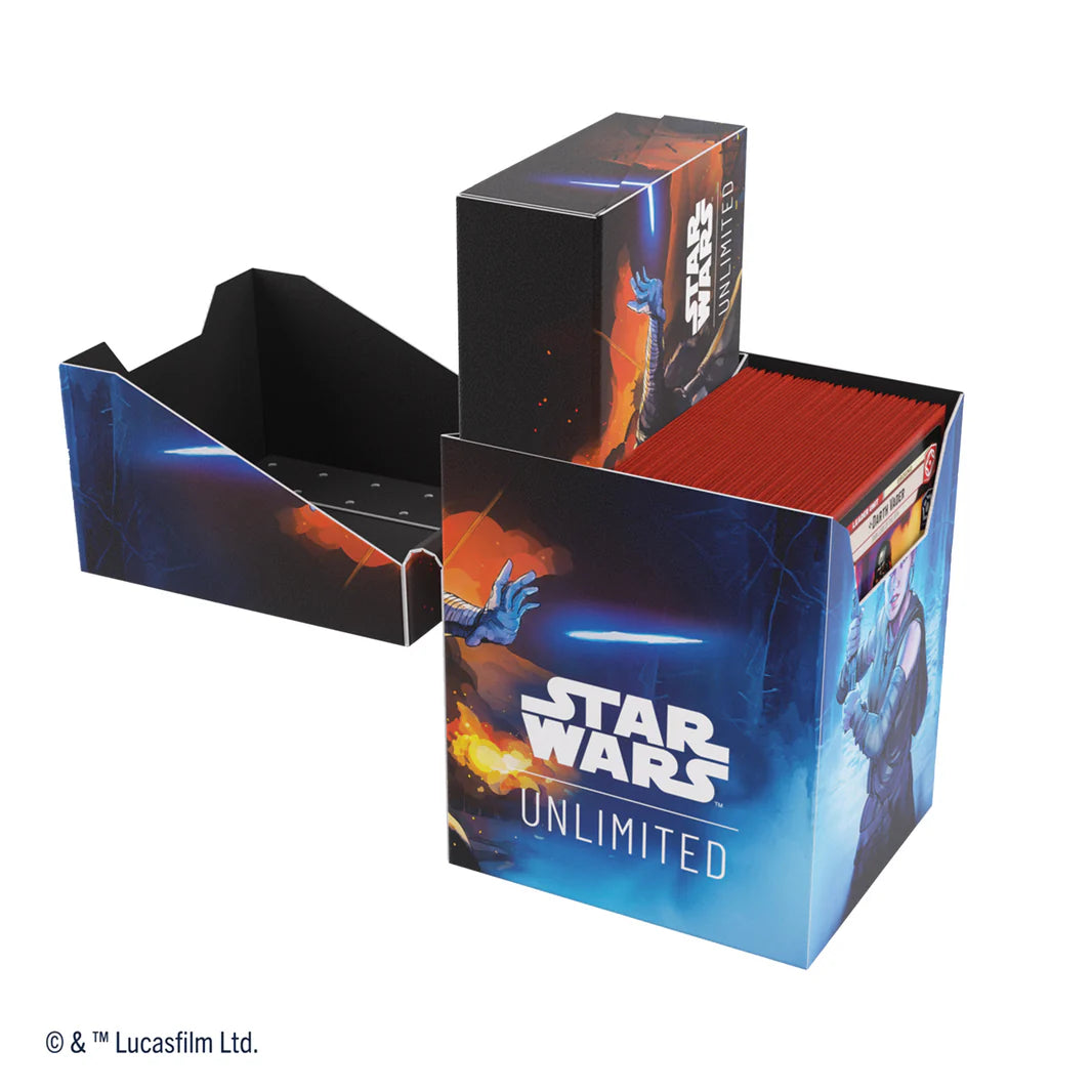 Gamegenic Deck Box for Star Wars Unlimited featuring Rey and Kylo Ren, designed for card storage and protection.