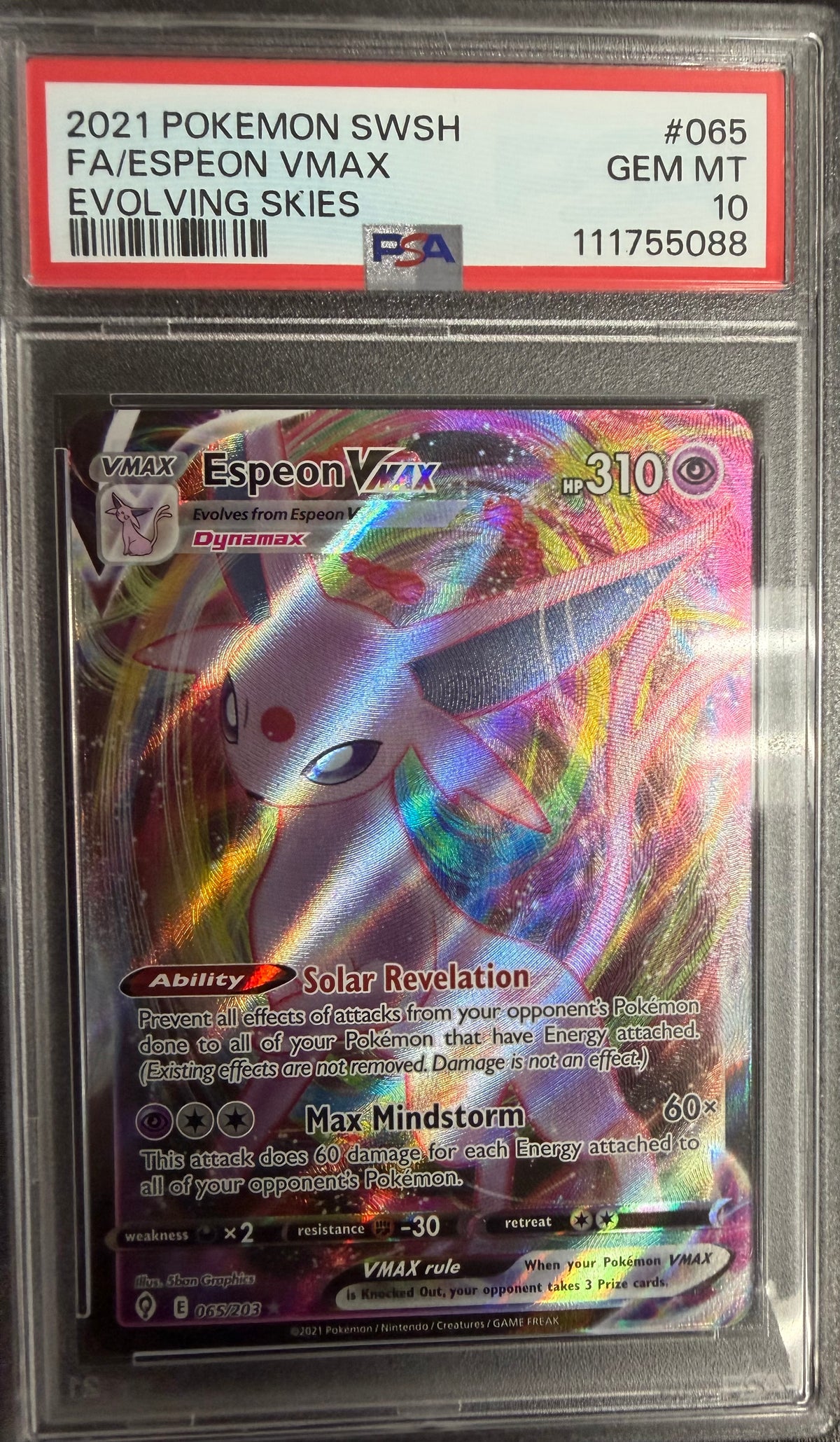 espeon vmax pokemon card - 065/203 Full Art Ultra Rare your opponent takes 3 Prize cards Espeon VMAX Proxy Pokemon Card