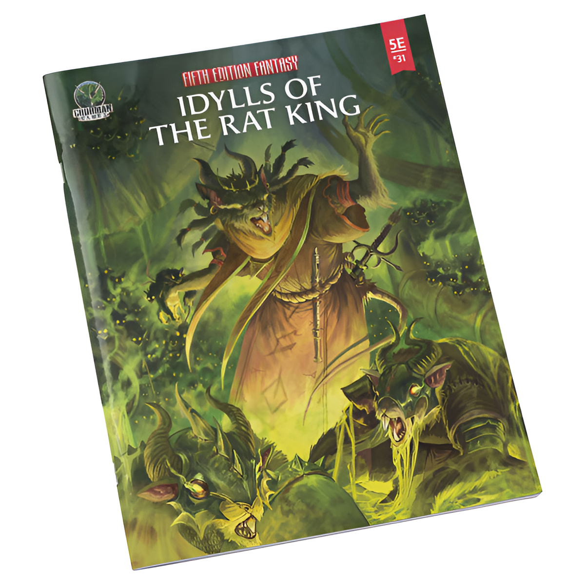 D&D 5E adventure book "Idylls of the Rat King" featuring a dark, mystical cover with rat-like creatures and a wizard.