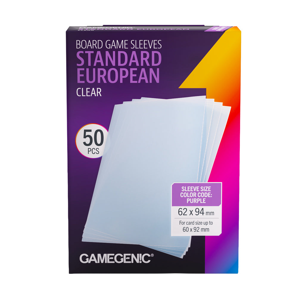 Board Game Sleeves: Standard European - Clear