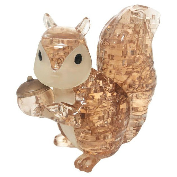 3D crystal squirrel puzzle featuring a detailed design with a transparent finish and an acorn in its paws.