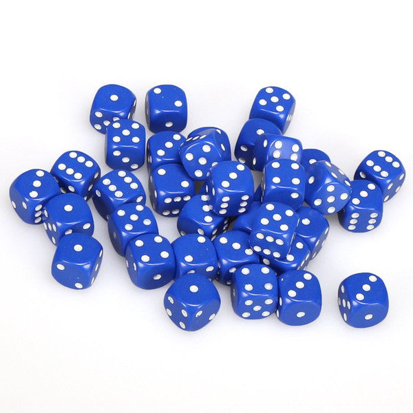 Chessex: d6 Dice 12mm Opaque Blue/White (36)