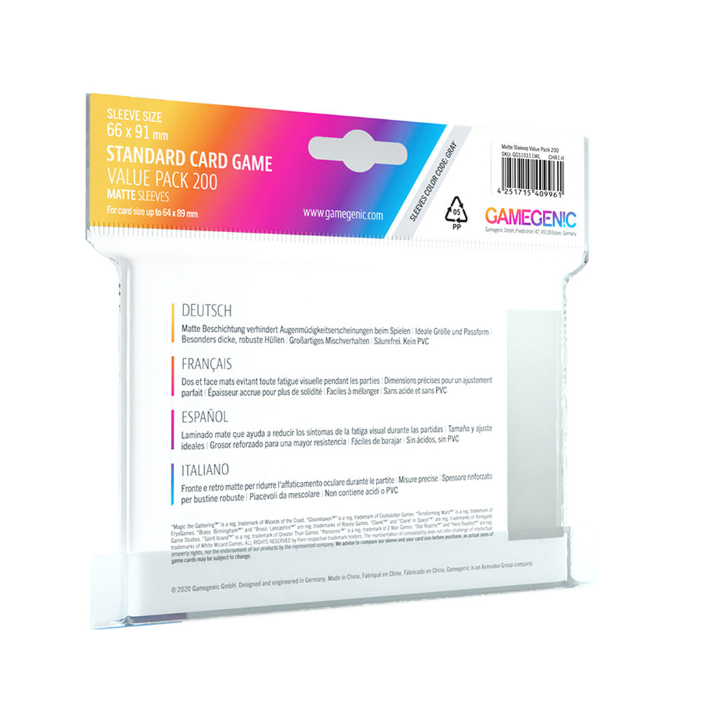 Gamegenic: Value Pack Standard MATTE Sleeves (200)