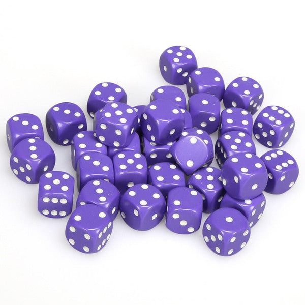 Chessex: d6 Dice 12mm Opaque Purple/White (36)