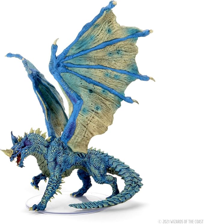 Premium Adult Blue Dragon figure from Dungeons & Dragons: Icons of the Realms, featuring detailed scales and large wings.