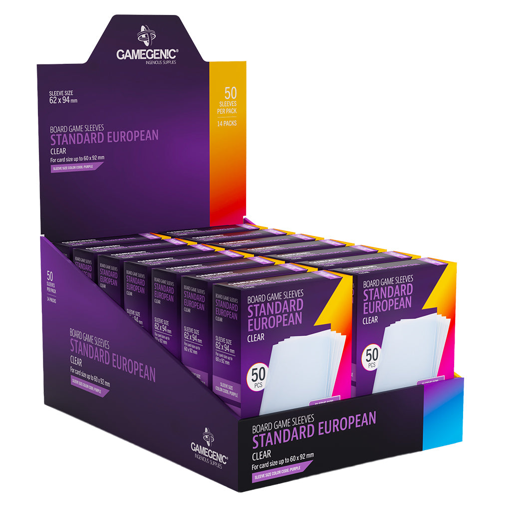 Board Game Sleeves: Standard European - Clear