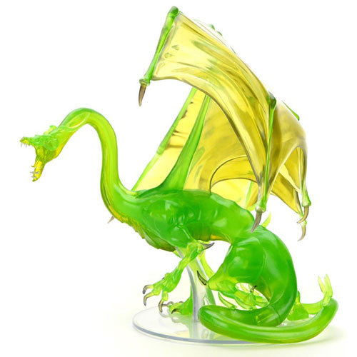 Premium adult emerald dragon figure from Dungeons & Dragons, featuring translucent green and yellow wings and intricate detailing.
