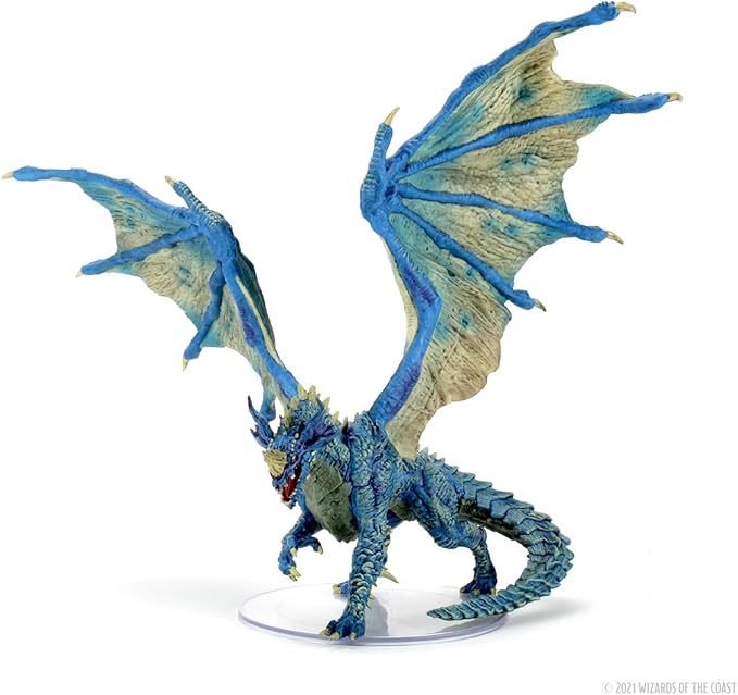 Adult Blue Dragon premium figure from Dungeons & Dragons, featuring detailed scales and large, outstretched wings.