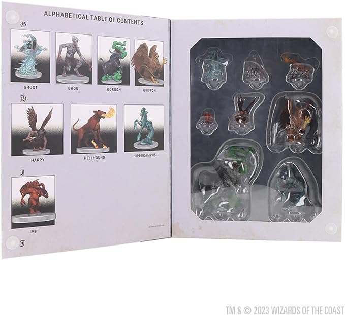 Dungeons & Dragons Classic Collection: Monsters G-J showcases miniatures of various creatures including a ghost, ghoul, and griffon.