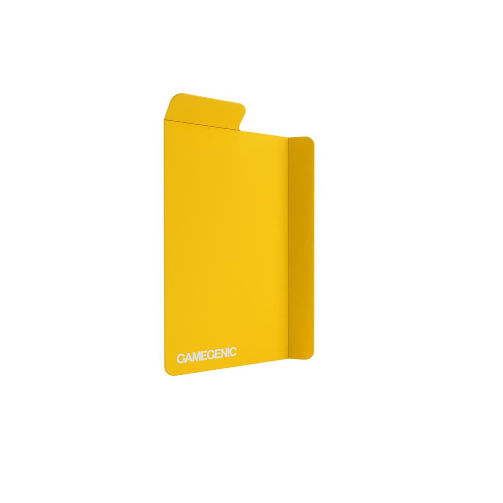 Gamegenic Deck Holder 100+ in yellow, designed for securely storing and organizing trading cards.