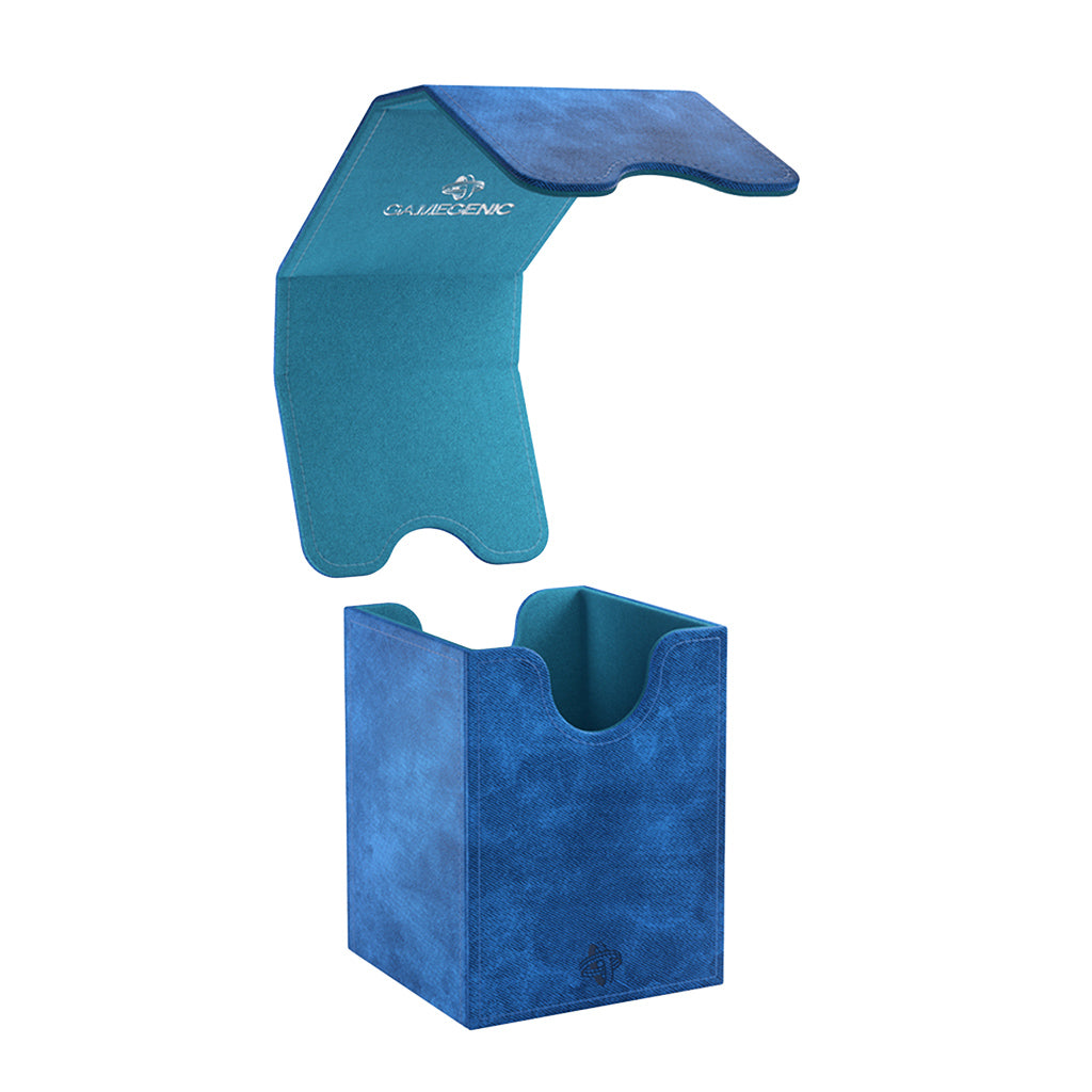 Gamegenic Deck Box Squire 100+ XL in blue, featuring a spacious design with a flip-top lid for card storage.