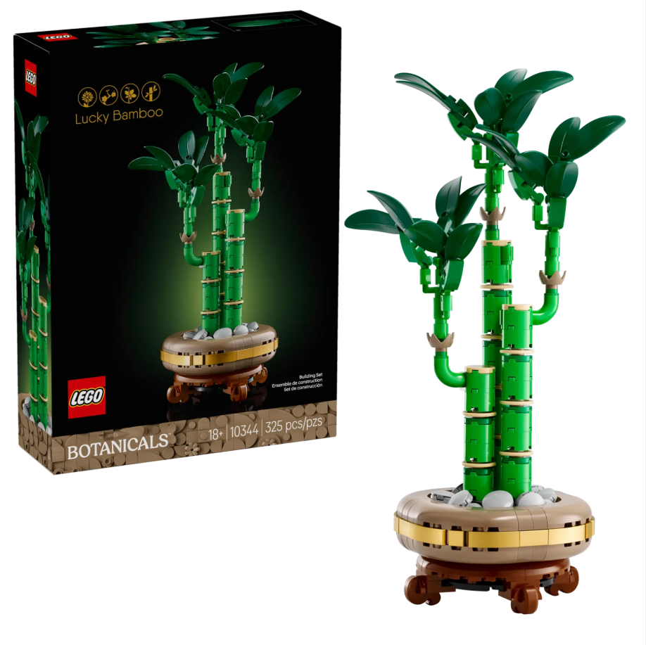 LEGO Lucky Bamboo set 10344 features a vibrant green bamboo plant with a decorative base, showcasing 325 pieces.