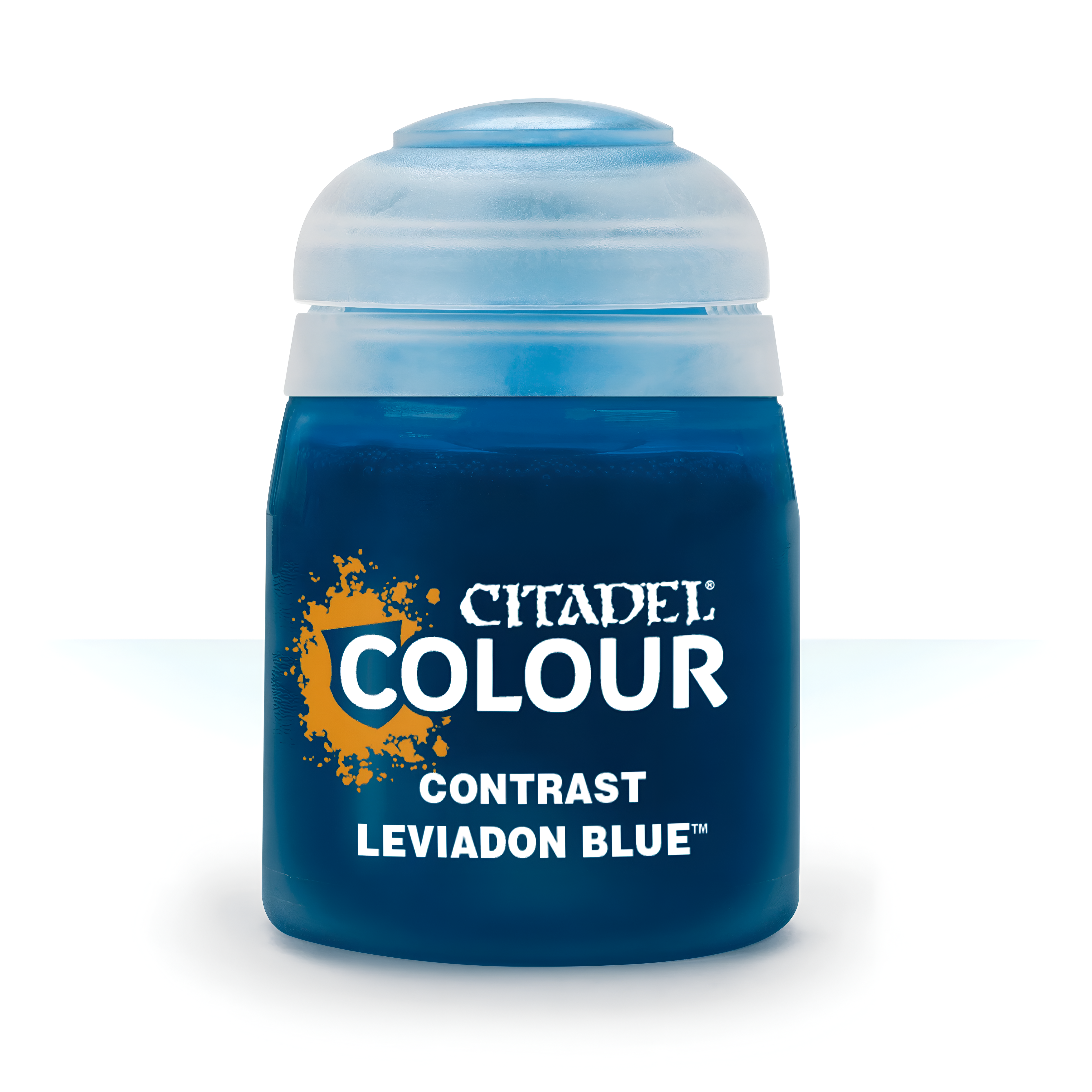 Citadel Contrast Leviadon Blue paint jar, 18ml, featuring a blue color with a distinctive label design.