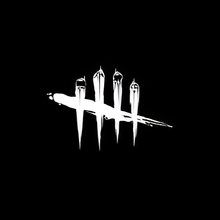 Logo for Dead by Daylight: Lightbringer featuring five stylized white marks on a black background.