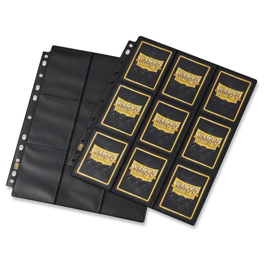 Clear sideloader binder pages featuring 18 pockets each, designed for card storage and protection. Ideal for collectors.