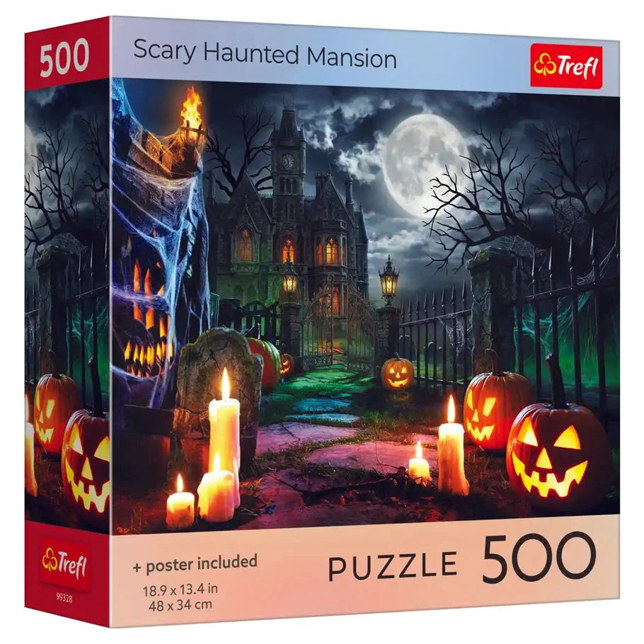 Puzzle: Halloween Scary Haunted Mansion - 500 Piece with Poster