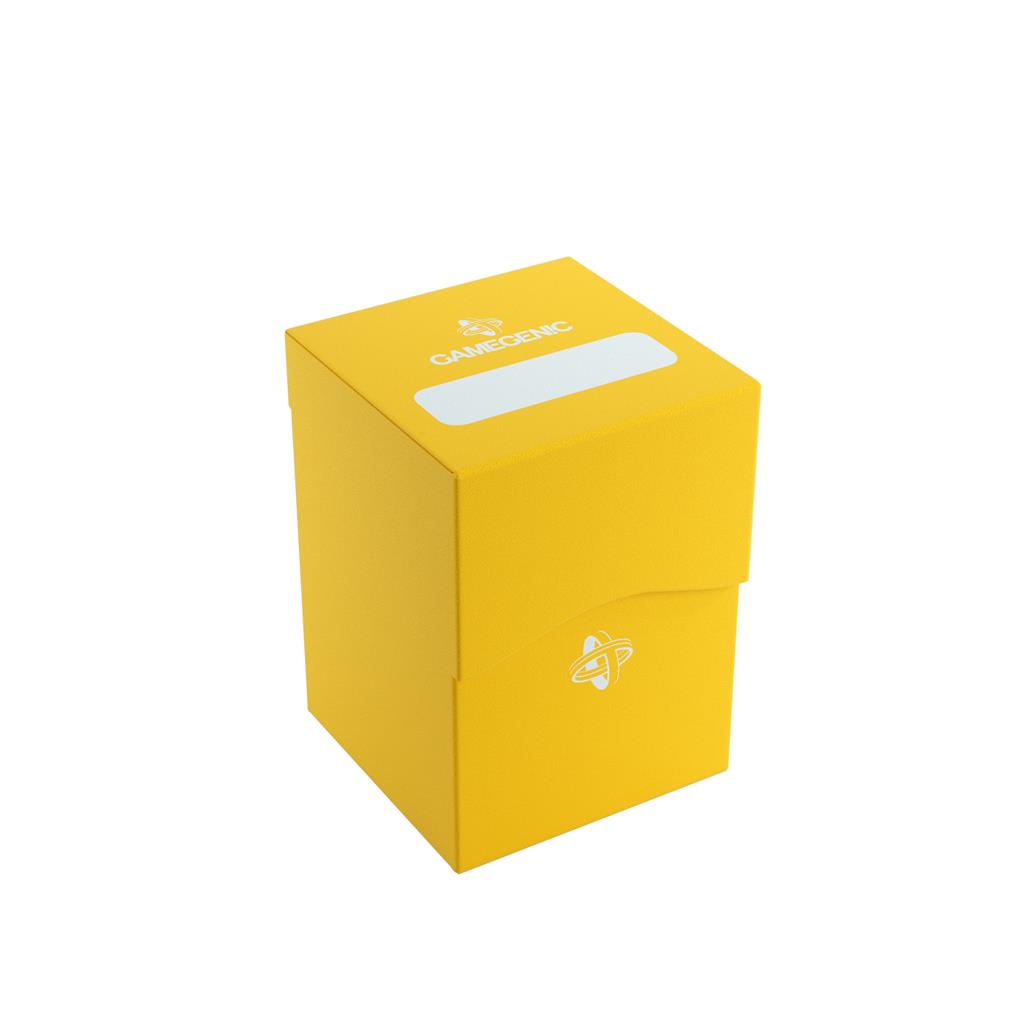 Yellow Gamegenic Deck Holder 100+ designed for storing and organizing trading cards securely. Ideal for gamers and collectors.