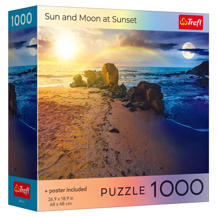Puzzle: Sun and Moon at Sunset - 1000 Piece (with Poster)