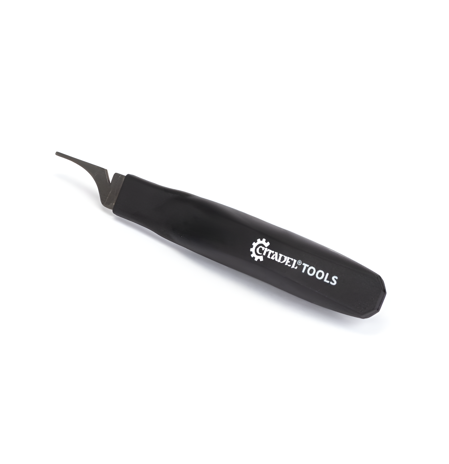 Citadel Tools Mouldline Remover with a curved metal blade and ergonomic black handle for precise model cleaning.