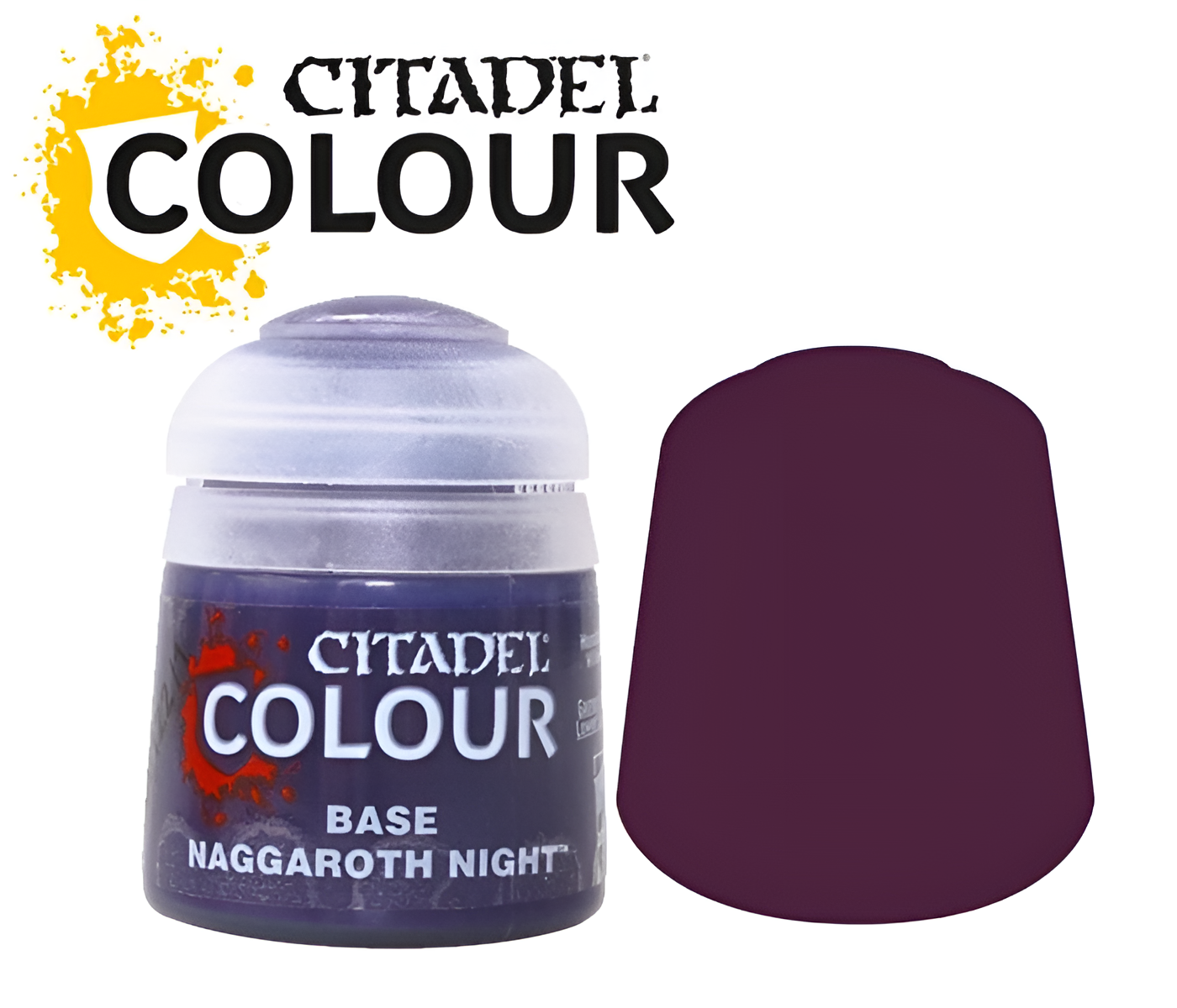 Citadel Base paint Naggaroth Night in a 12ml container, featuring a dark purple color suitable for miniatures.