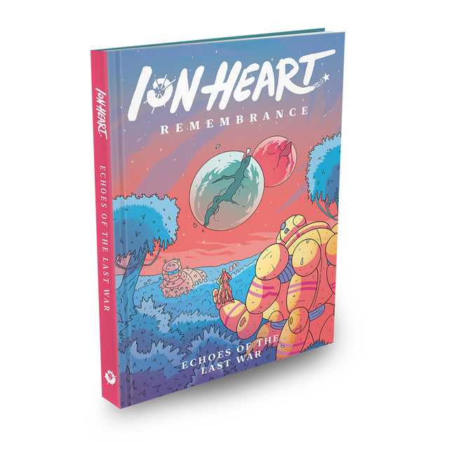 Colorful cover of ION Heart: Remembrance featuring a robot in a vibrant landscape with balloons, set in a sci-fi theme.