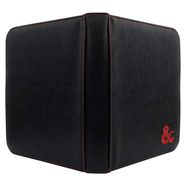 Premium D&D campaign journal with a sleek black cover and red embossed logo, designed for tabletop role-playing game enthusiasts.