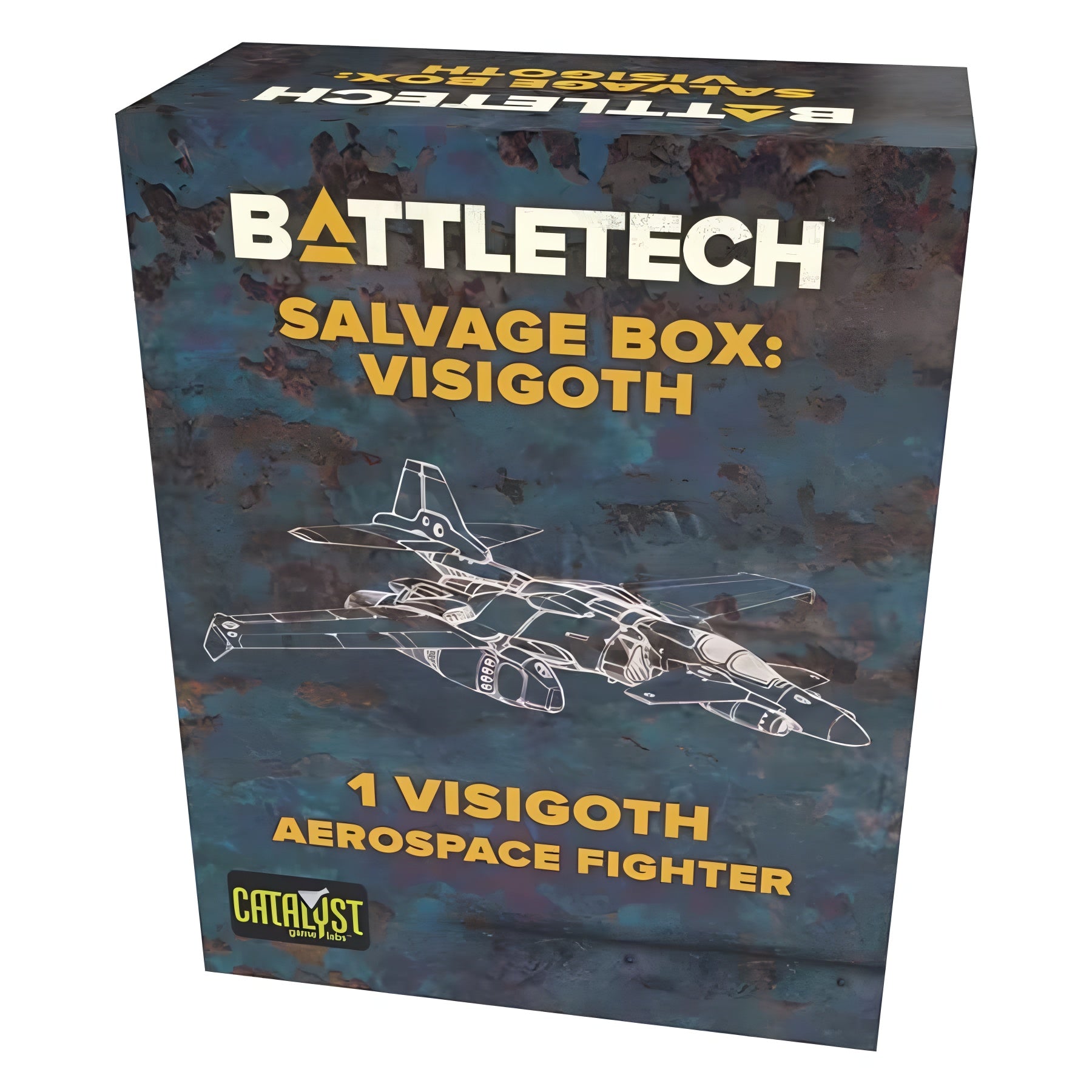 Battletech Salvage Box Visigoth display featuring a 9-count set of aerospace fighter miniatures for strategy gaming.