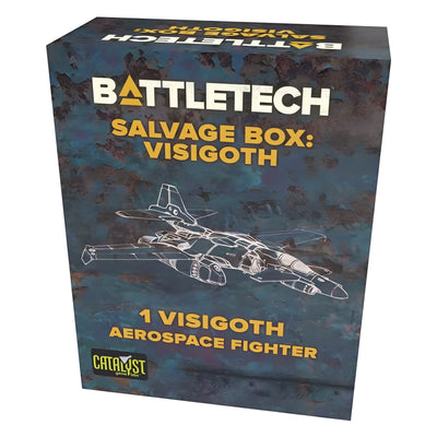 Battletech Salvage Box Visigoth display featuring a 9-count set of aerospace fighter miniatures for strategy gaming.