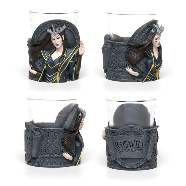 Dungeons & Dragons Mini Dice Cups featuring the Witch Queen design, showcasing intricate details and a glass insert.
