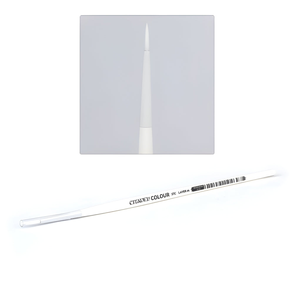 Medium synthetic layer brush from Citadel Tools, featuring a fine tip for precise painting on miniatures and models.