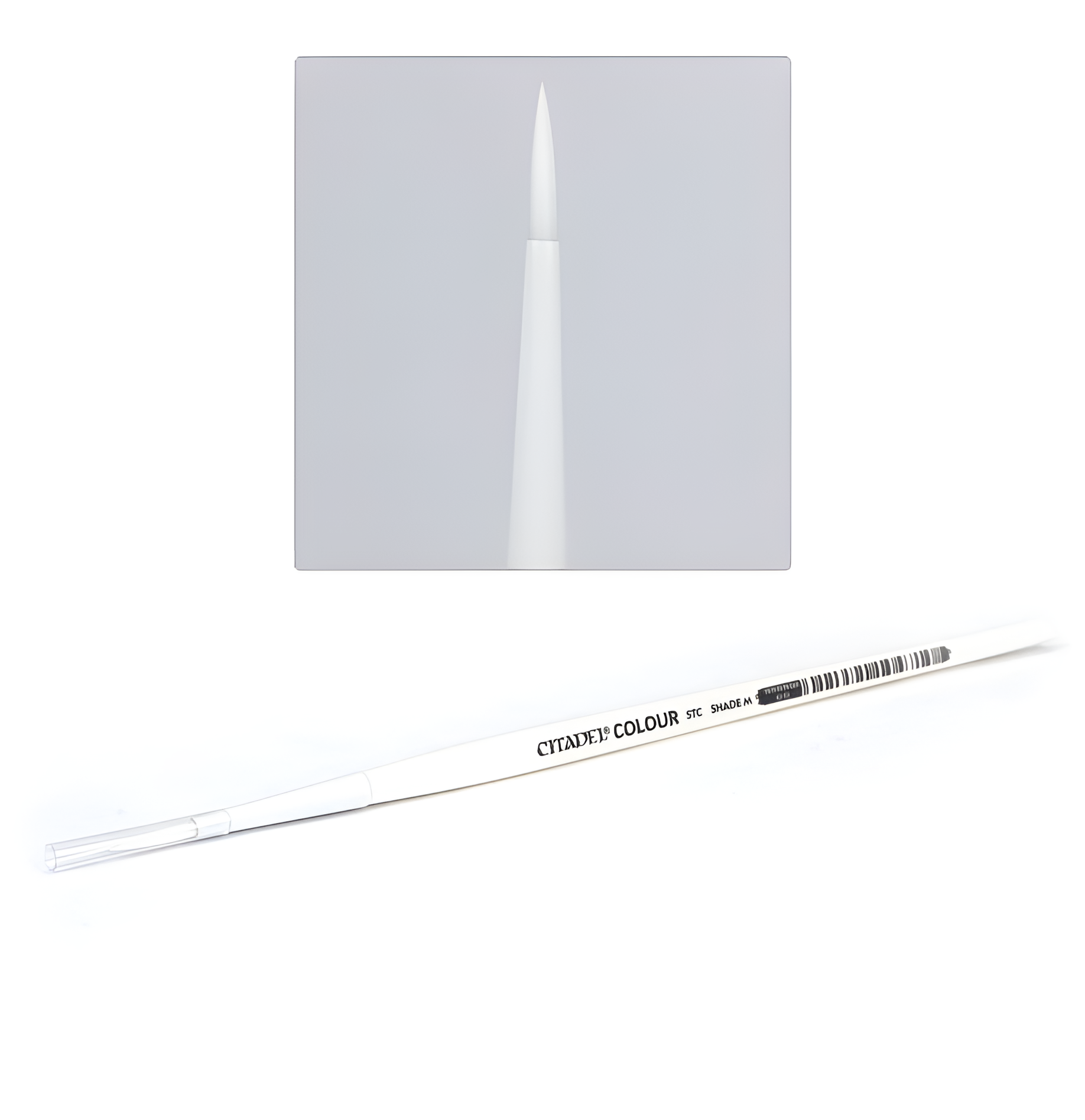 Medium synthetic shade brush from Citadel Tools, featuring a fine tip for precise application in painting miniatures.