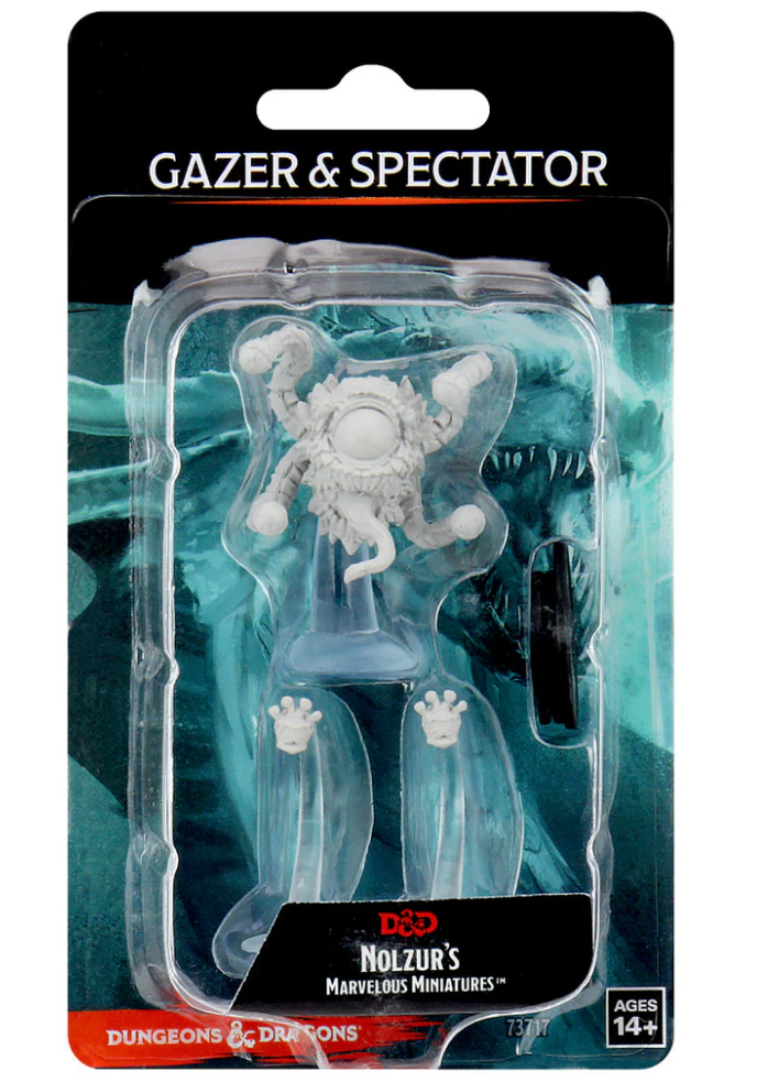 Unpainted Dungeons & Dragons miniatures featuring a Spectator and Gazers, ideal for tabletop gaming and customization.