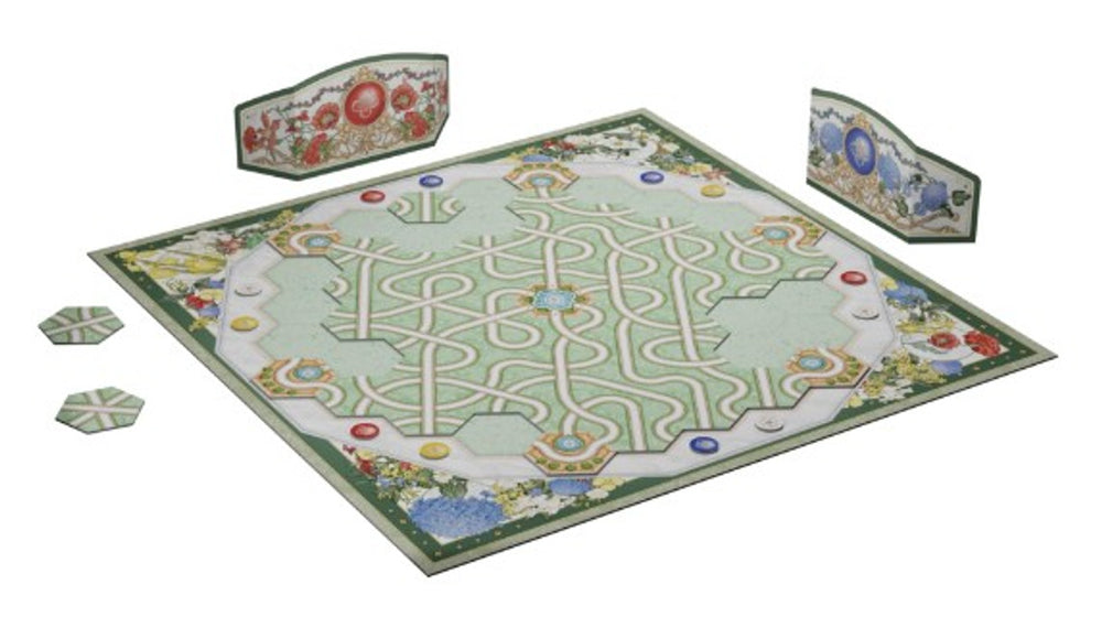 Colorful Butterfly Garden board game featuring a circular path, decorative flower borders, and player tokens.