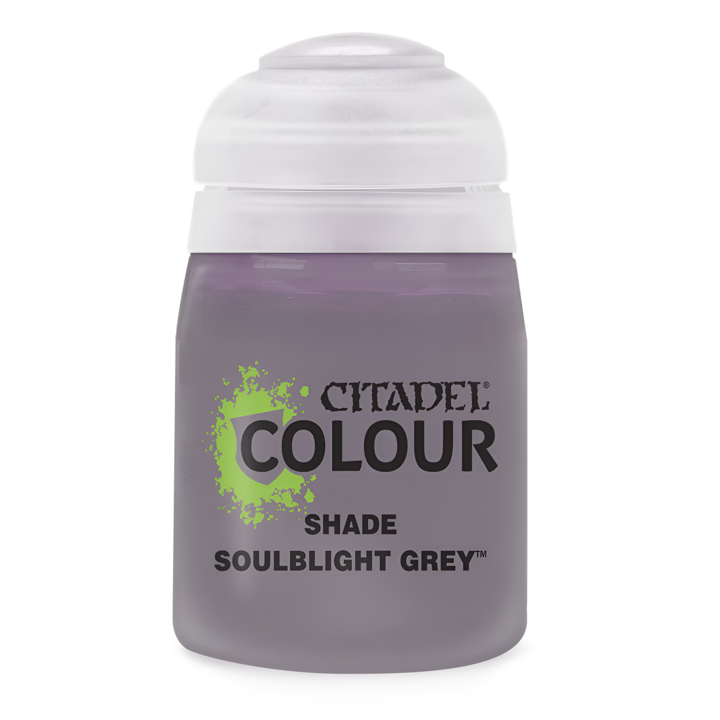 Citadel Shade Soulblight Grey 18ml paint pot for miniature painting and tabletop gaming. Ideal for shading details.