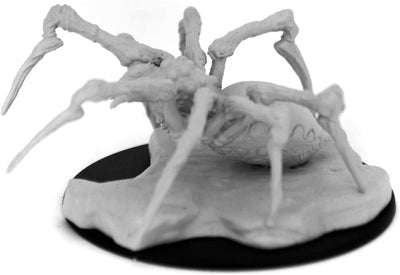 Unpainted miniature of a Phase Spider from Dungeons & Dragons, featuring detailed legs and a textured base.