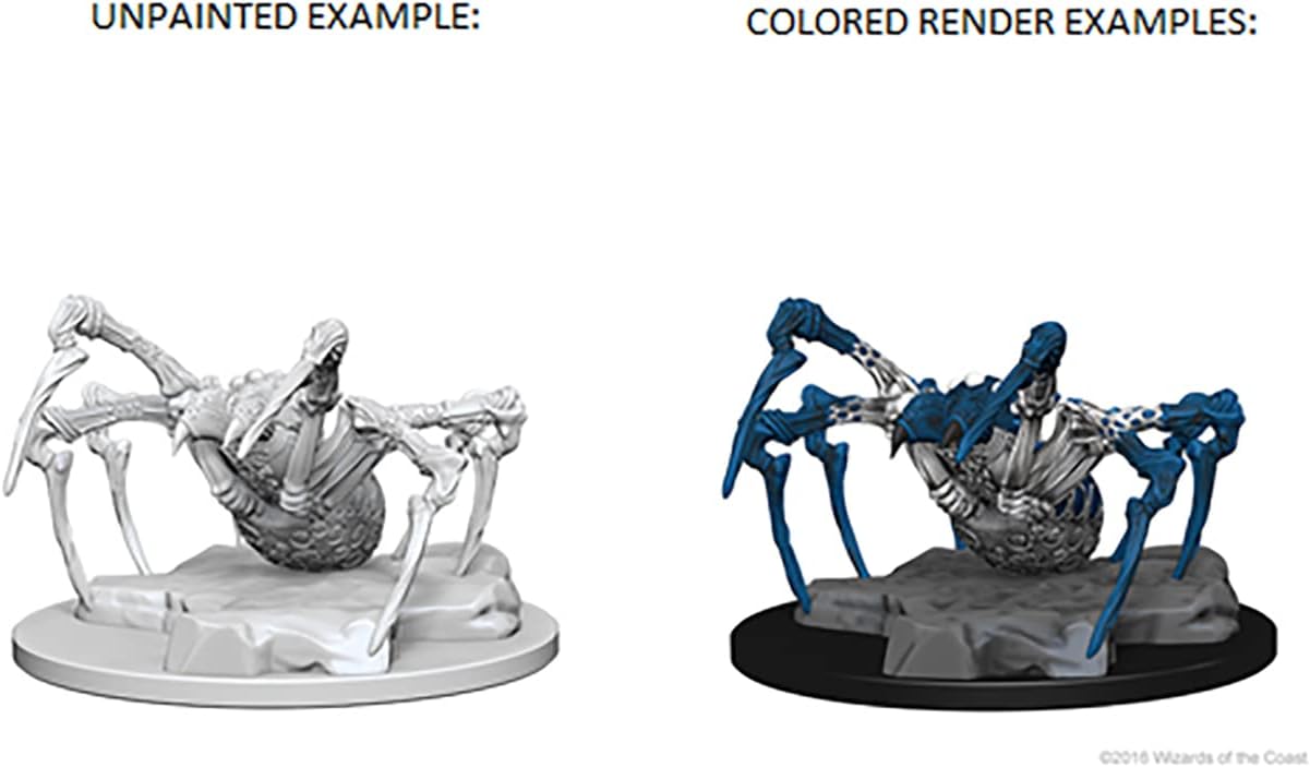 Unpainted and colored render examples of Nolzur's Marvelous Unpainted Miniatures Phase Spider for Dungeons & Dragons.