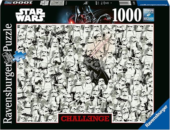 Star Wars 1000-piece puzzle featuring a dense crowd of Stormtroopers with Darth Vader prominently in the center.