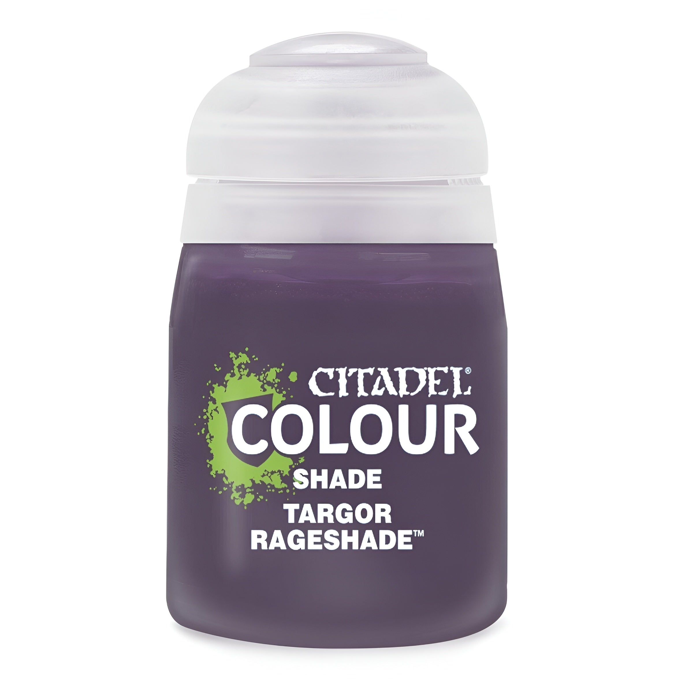 Citadel Shade Targor Rageshade 18ml bottle featuring a purple color, ideal for enhancing miniature details.