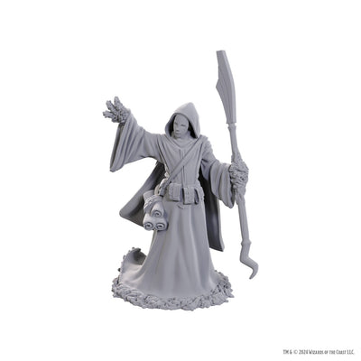 Detailed miniature of a Star Spawn Larva Mage from D&D Nolzur's Marvelous Miniatures, featuring a cloaked figure with a staff.