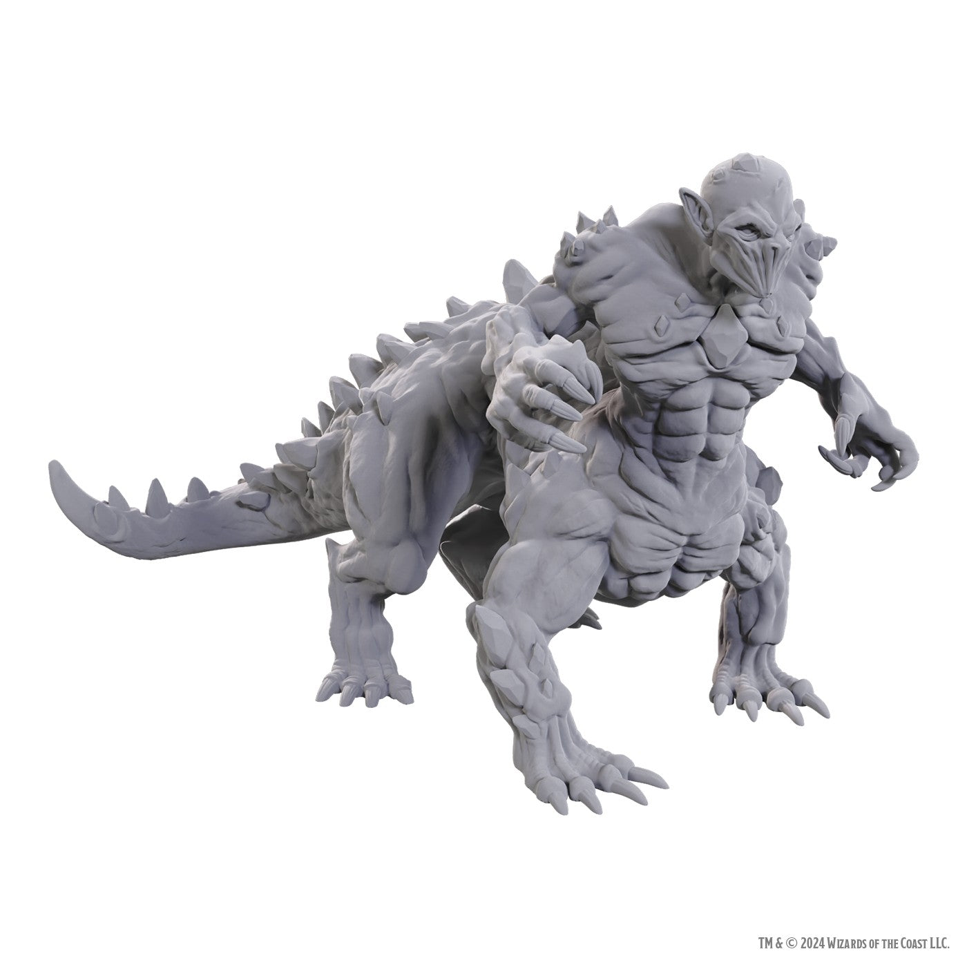 D&D Nolzur's Marvelous Miniatures Gem Stalker, a detailed gray miniature creature with muscular features and spiked back.