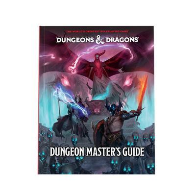 Dungeons & Dragons 5E Dungeon Master’s Guide 2024 edition cover featuring adventurers battling undead foes in a mystical setting.