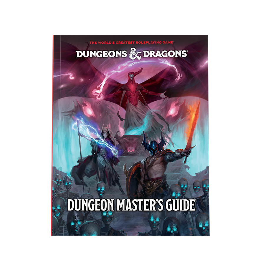 Dungeons & Dragons 5E Dungeon Master’s Guide 2024 edition cover featuring adventurers battling undead foes in a mystical setting.