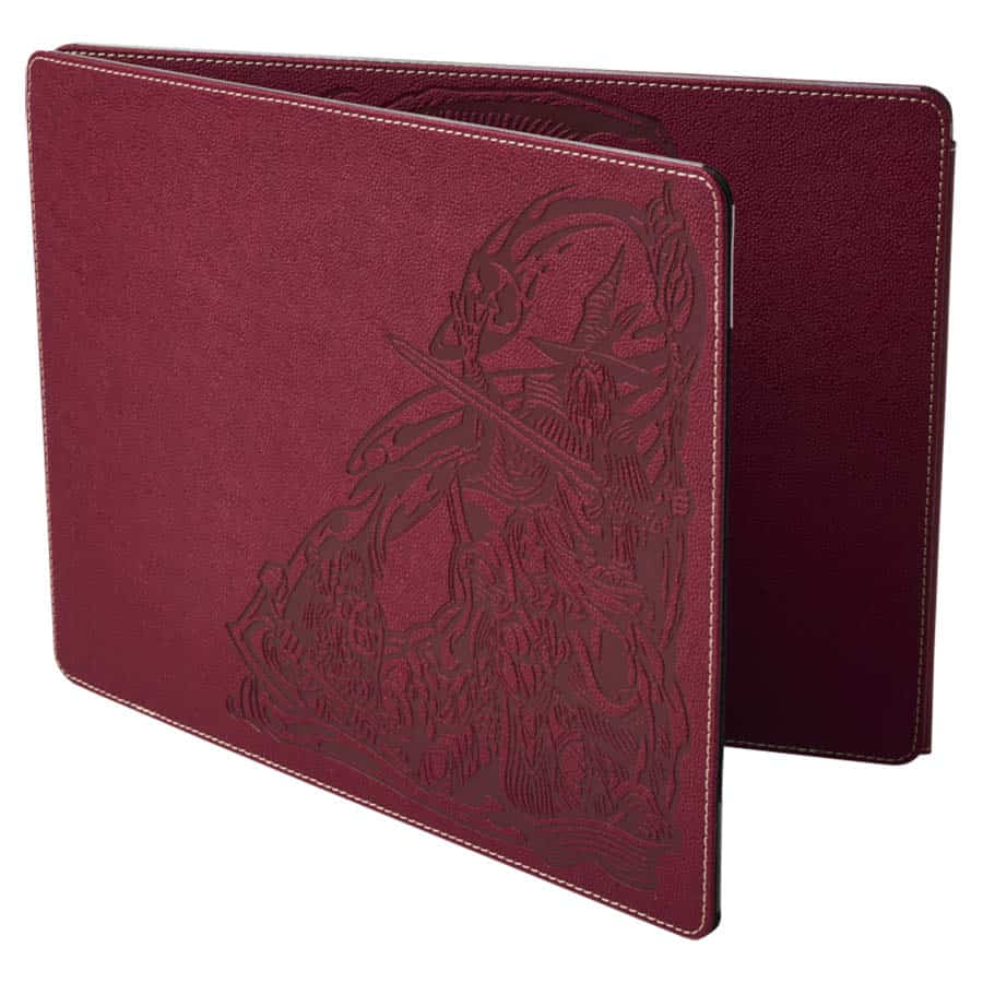 Dragon Shield Blood Red Game Master Screen featuring a detailed embossed design, ideal for tabletop gaming sessions.