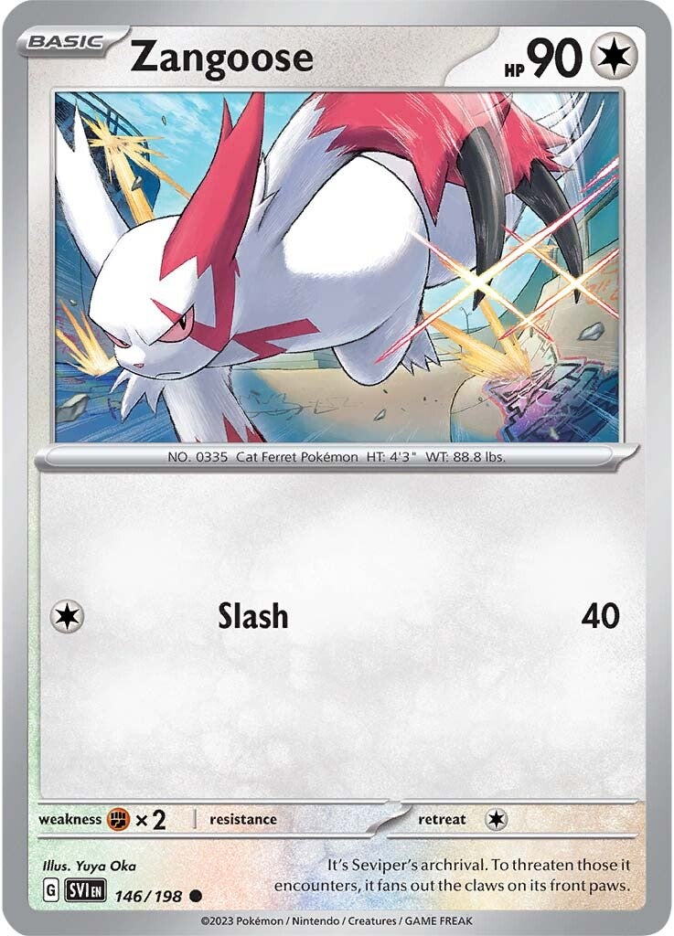 Collection of Zangoose (146/198) [Scarlet & Violet: Base Set] in a gallery layout