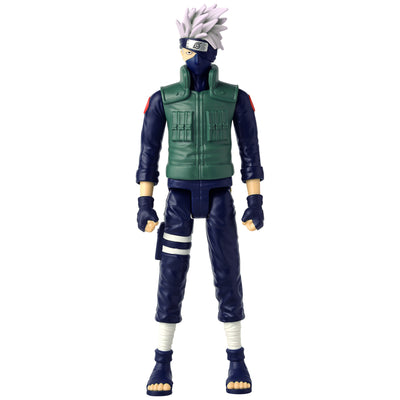 Anime Heroes Mega Naruto Kakashi action figure in green vest and dark pants, showcasing detailed features and poseability.