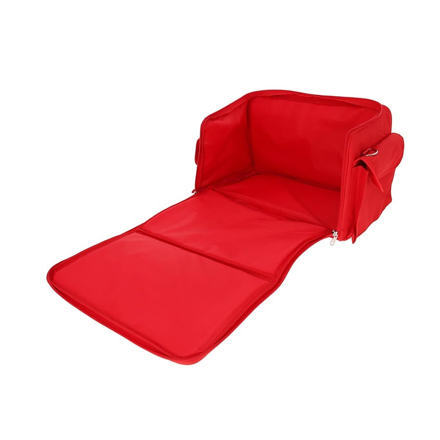 Red Spectrum board game bag by BCW Supplies, featuring a spacious interior and zippered compartments for organized storage.