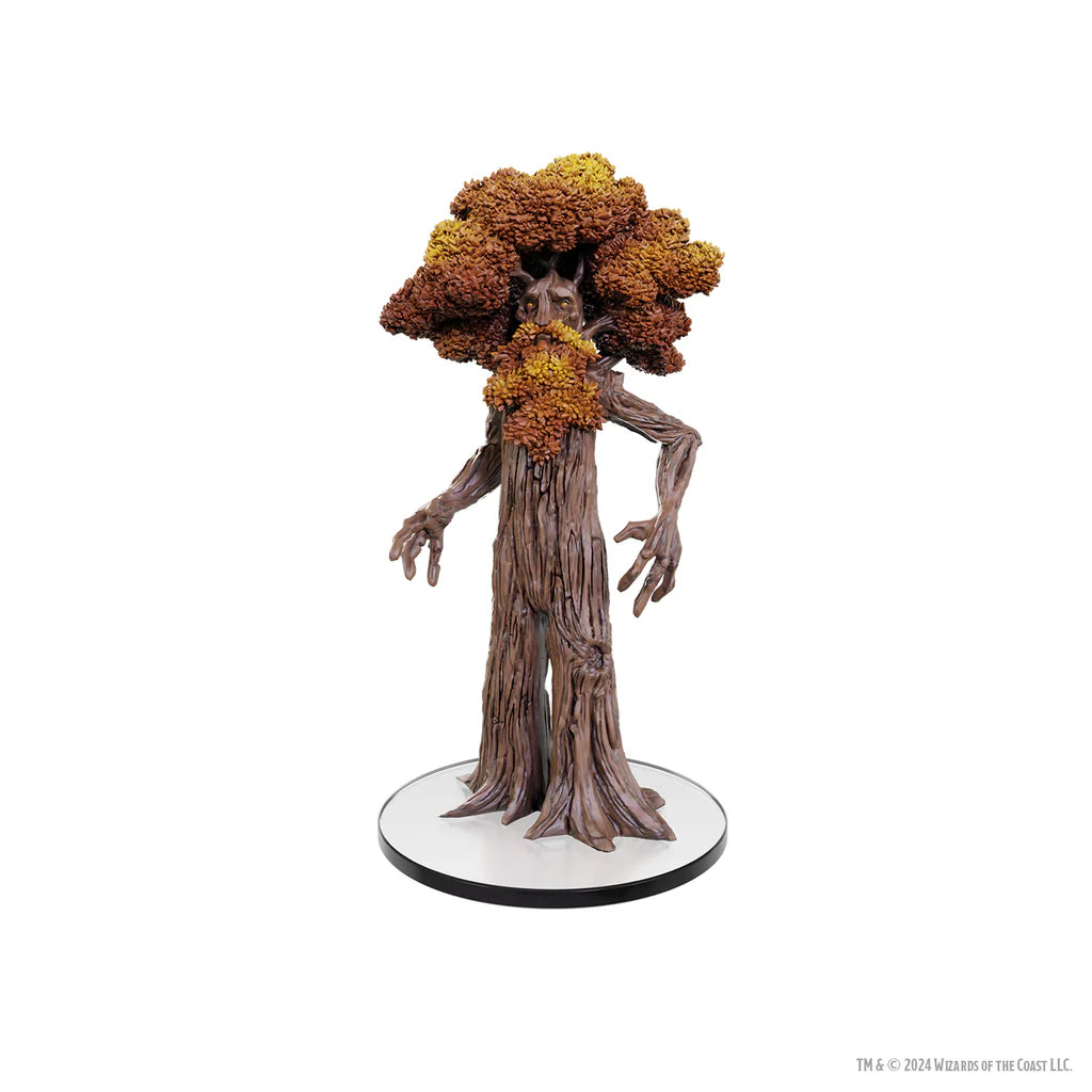 Detailed Dungeons & Dragons miniature of a treant, featuring textured bark and vibrant foliage, ideal for tabletop gaming.